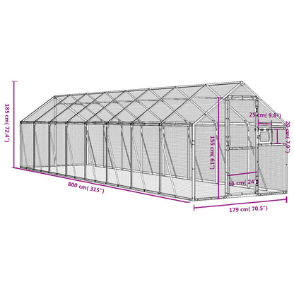 Voliere 1,79X8X1,85 M Aluminium