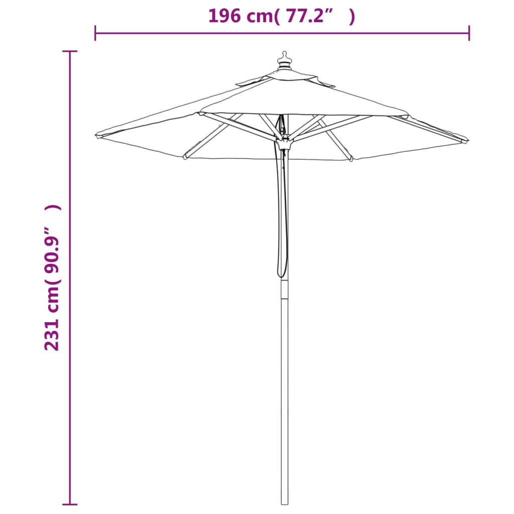 Sonnenschirm Mit Holzmast Bordeaux 196X231 Cm