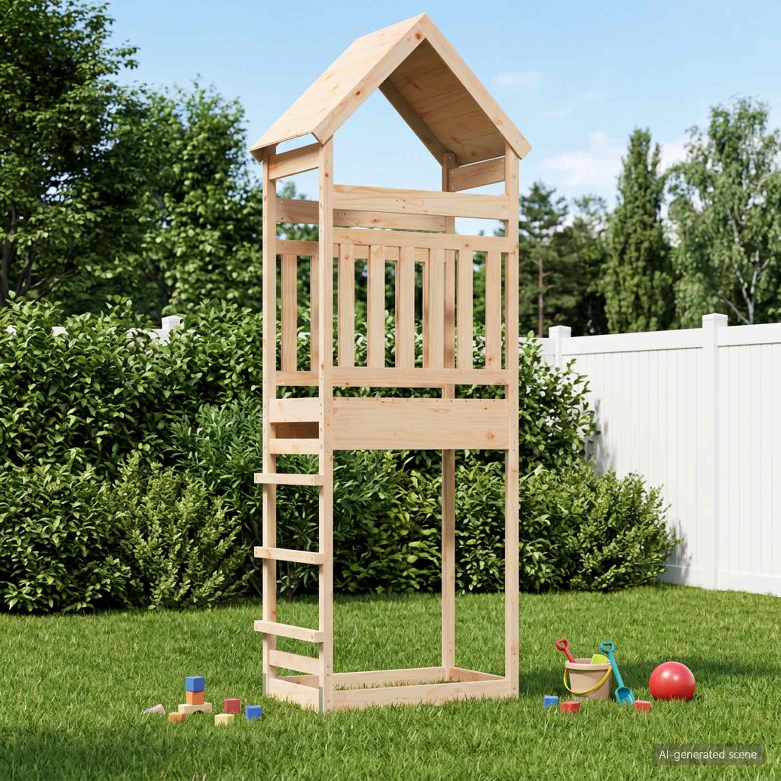 Outdoor-Spielturm Natur 53 X 85 X 264 Cm Massives Kiefernholz