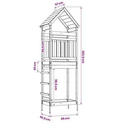 Outdoor-Spielturm Natur 53 X 85 X 264 Cm Massives Kiefernholz