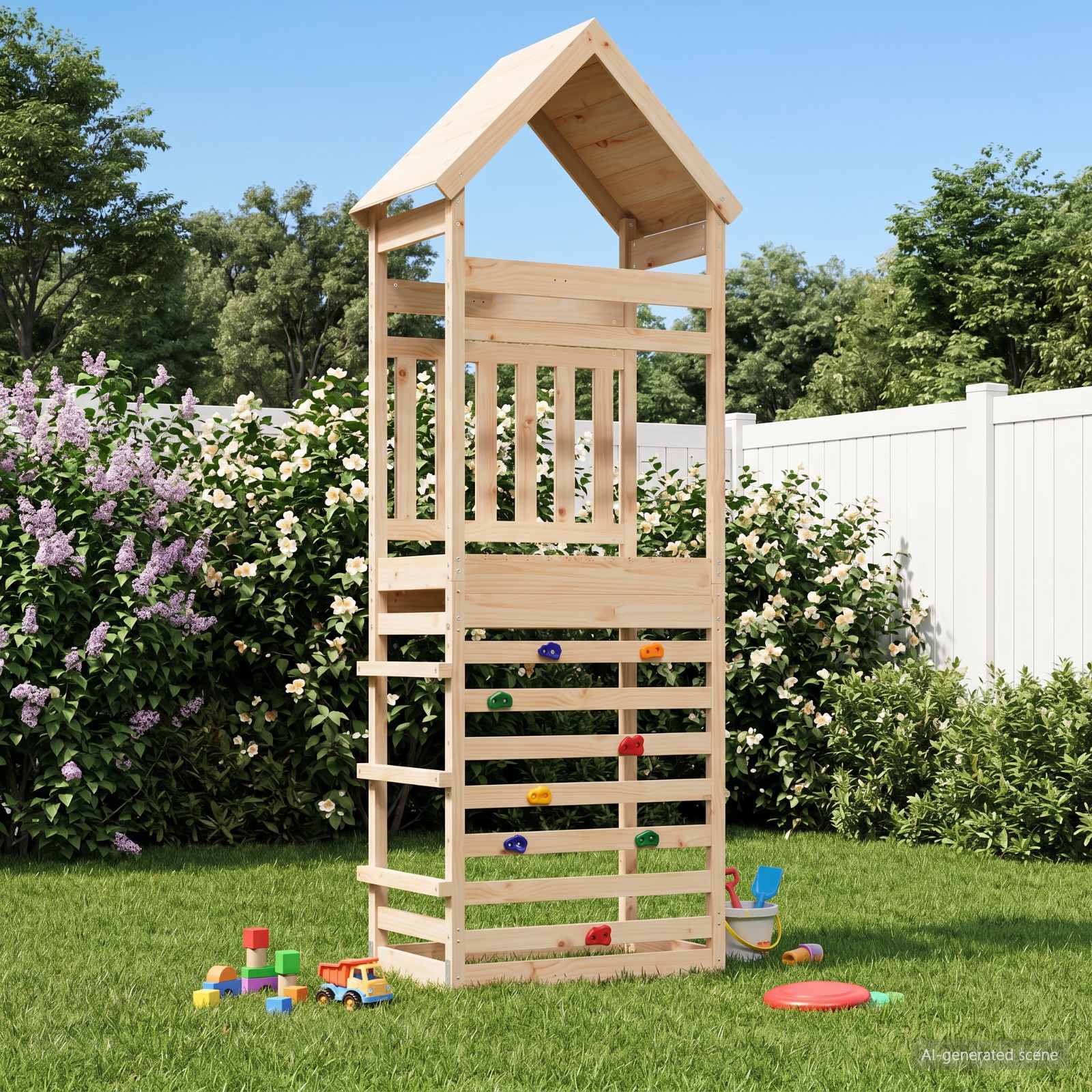 Outdoor-Spielturm Natur 53 X 85 X 264 Cm Massives Kiefernholz