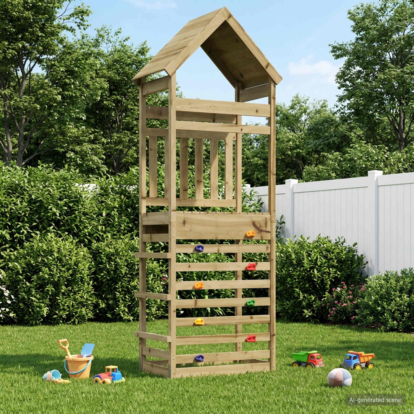 Outdoor-Spielturm Natur Massives Imprägnierteskiefernholz