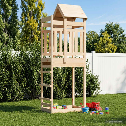 Outdoor-Spielturm Natur 90 X 64 X 238 Cm Massives Kiefernholz