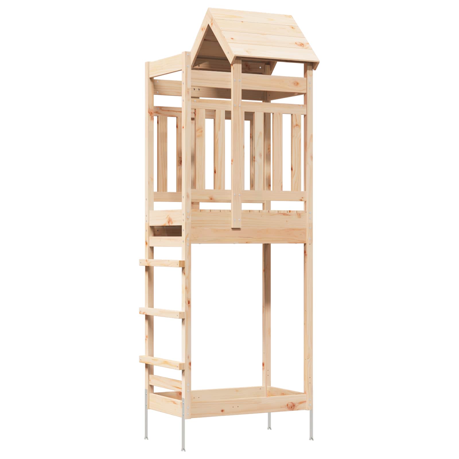 Outdoor-Spielturm Natur 90 X 64 X 238 Cm Massives Kiefernholz