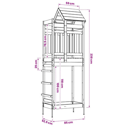 Outdoor-Spielturm Natur 90 X 64 X 238 Cm Massives Kiefernholz