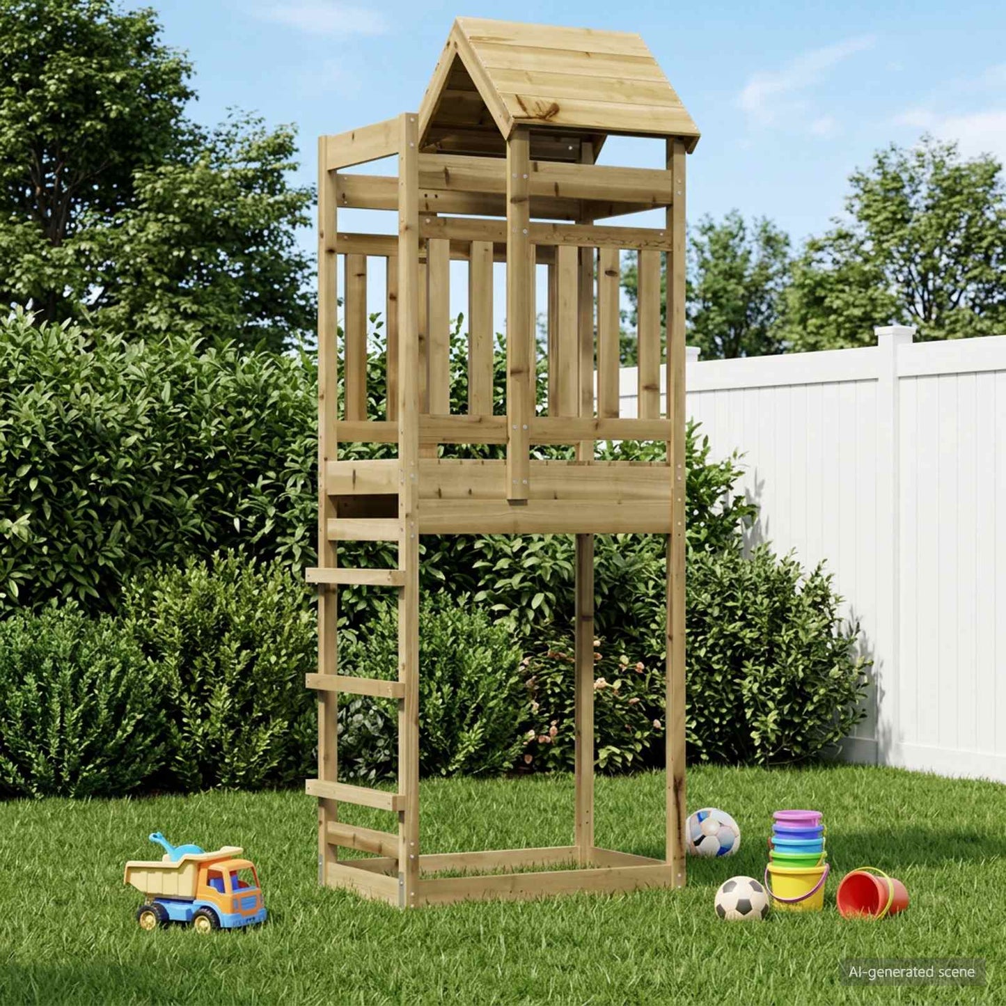Outdoor-Spielturm Natur Massiv Imprägniertes Kiefernholz