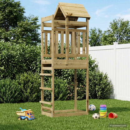 Outdoor-Spielturm Natur Massiv Imprägniertes Kiefernholz