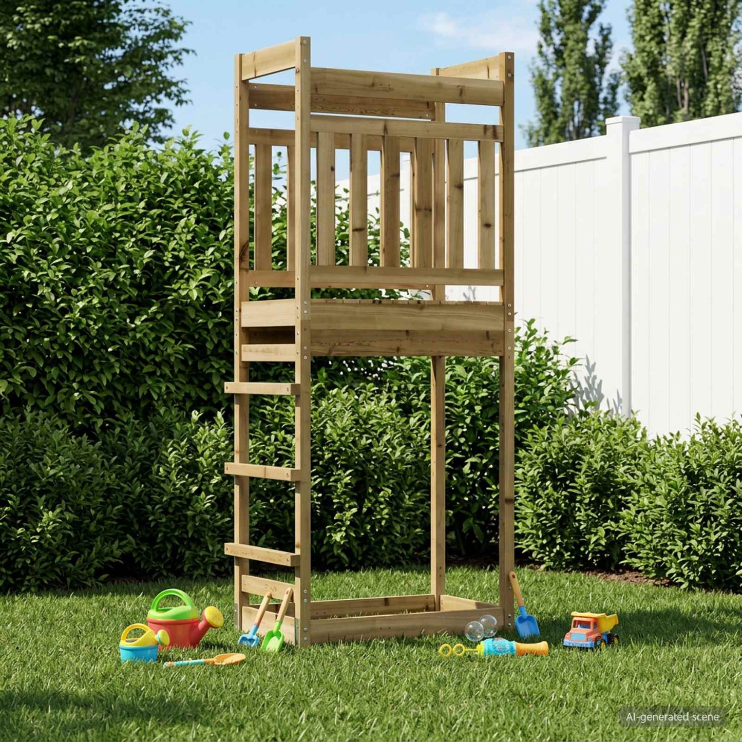 Outdoor-Spielturm Natur Massives Imprägniertes Kiefernholz