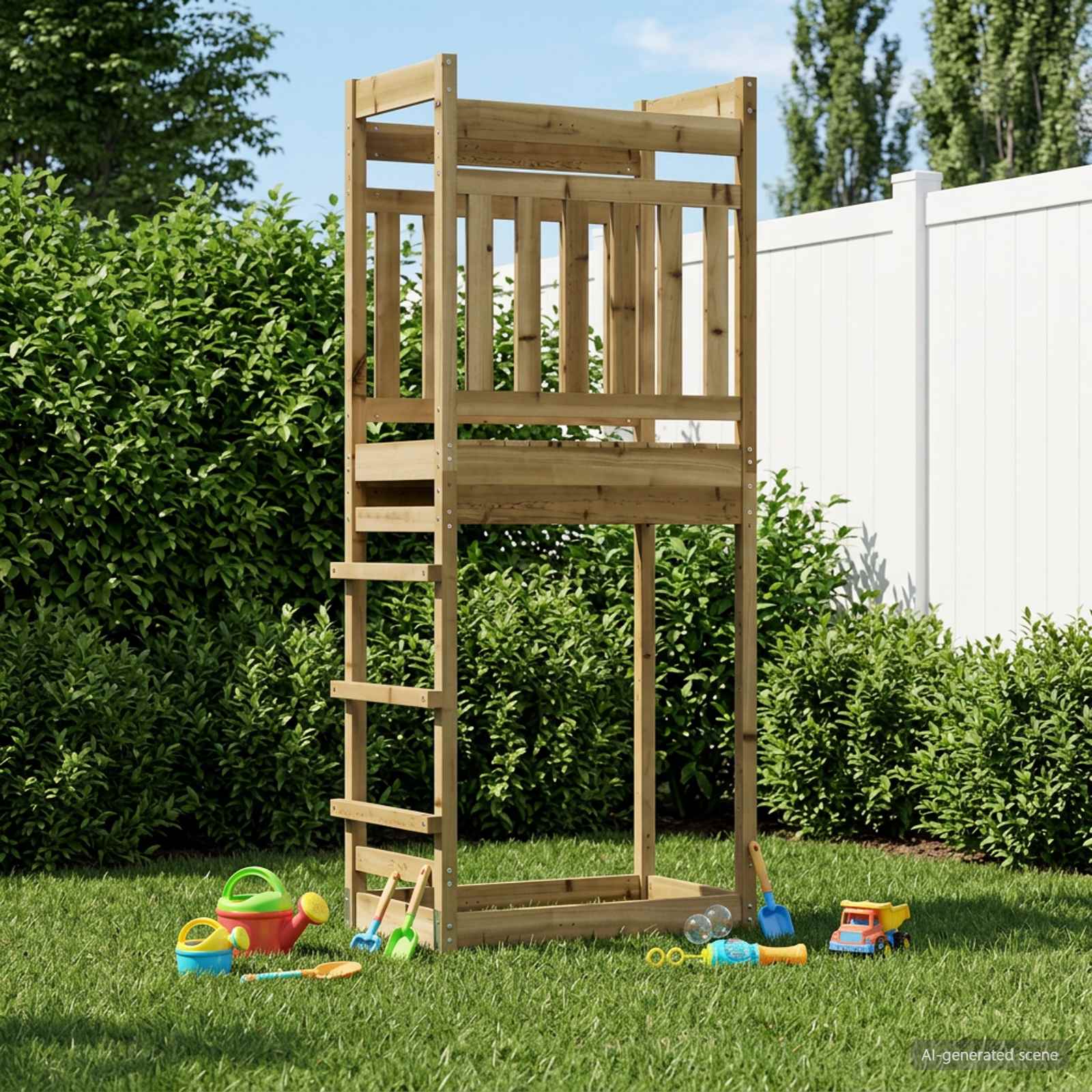 Outdoor-Spielturm Natur Massives Imprägniertes Kiefernholz