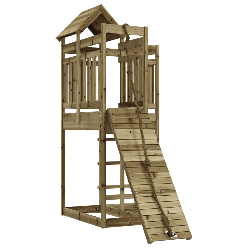 Spielturm Mit Kletterwand Imprägniertes Kiefernholz