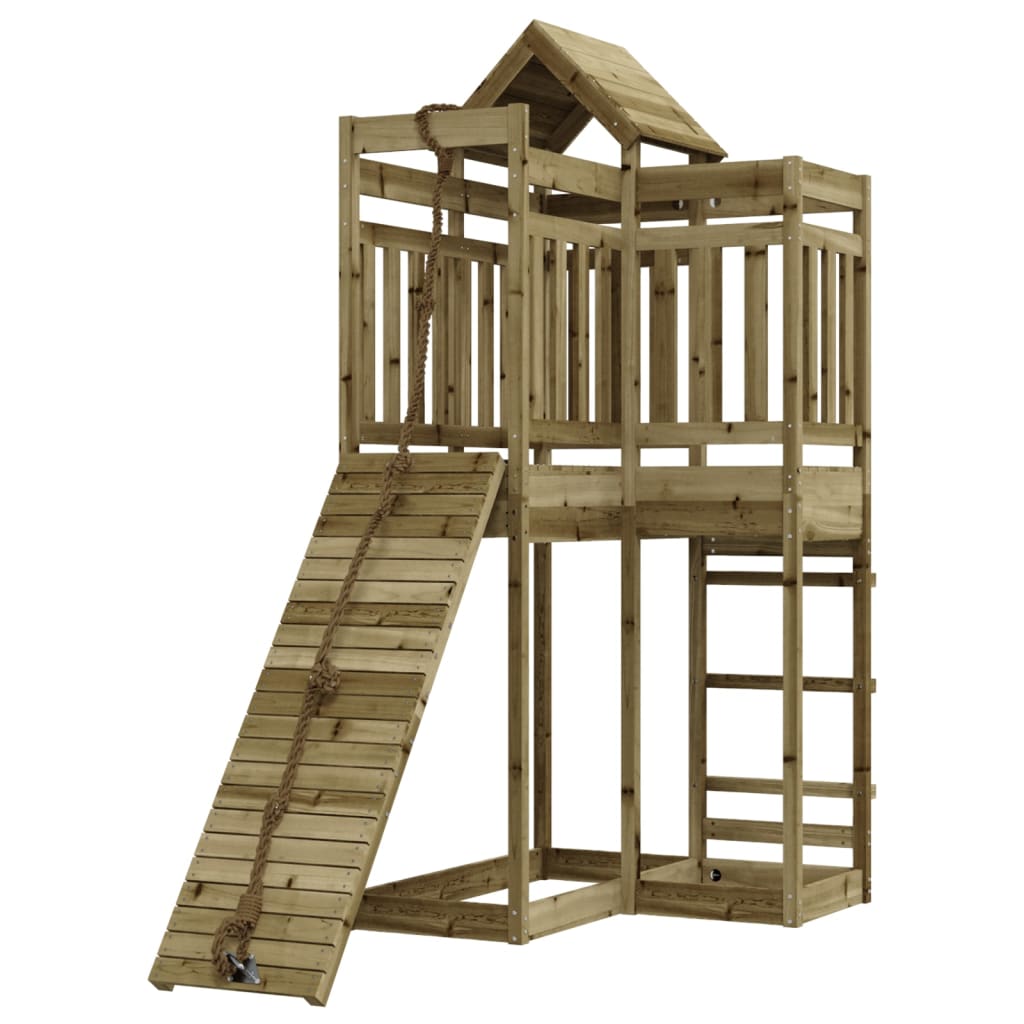 Spielturm Mit Kletterwand Imprägniertes Kiefernholz