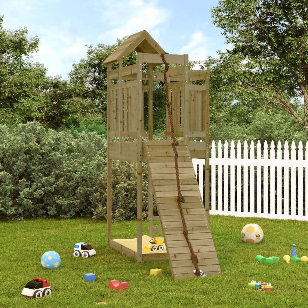 Spielturm Mit Kletterwand Imprägniertes Kiefernholz