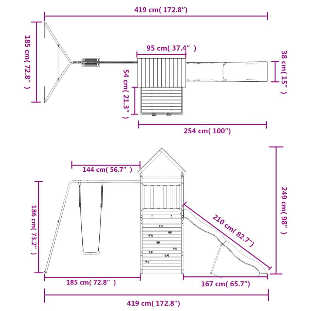 Spielturm Massivholz Kiefer