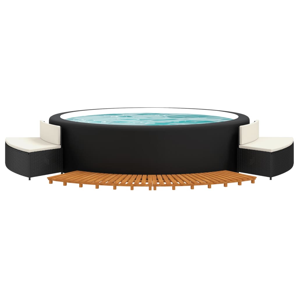 Whirlpool-Umrandung Poly-Rattan Und Massivholz Akazie