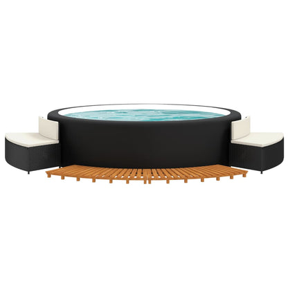 Whirlpool-Umrandung Poly-Rattan Und Massivholz Akazie