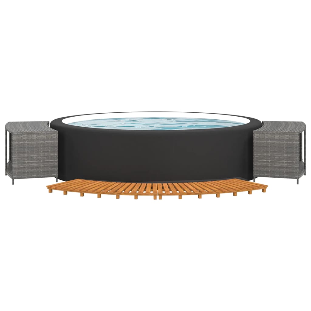 Whirlpool-Umrandung Poly Rattan Und Massivholz Akazie