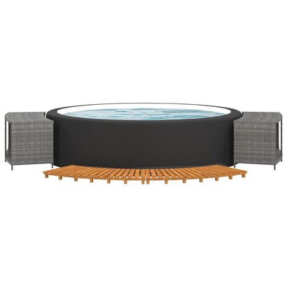 Whirlpool-Umrandung Poly Rattan Und Massivholz Akazie