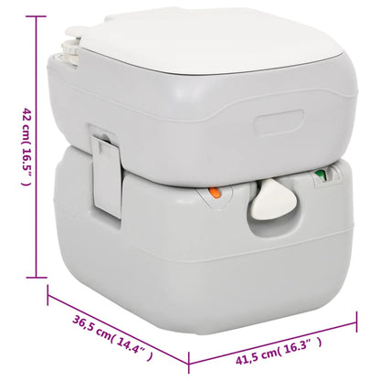 Camping-Toilette Tragbar Grau Und Weiß 22+12 L Hdpe