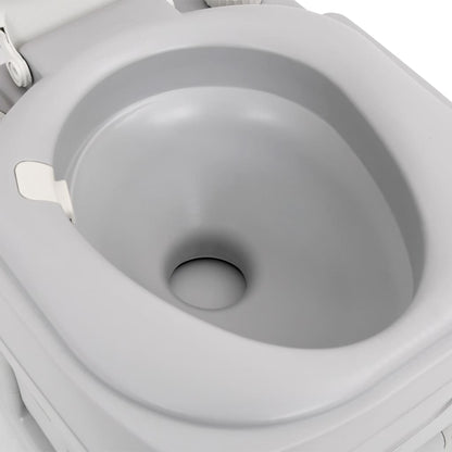 Camping-Toilette Tragbar Grau Und Weiß 22+12 L Hdpe