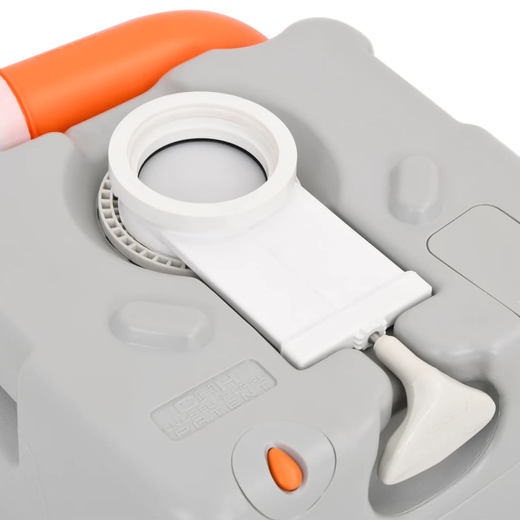 Camping-Toilette Tragbar Grau Und Weiß 22+12 L Hdpe