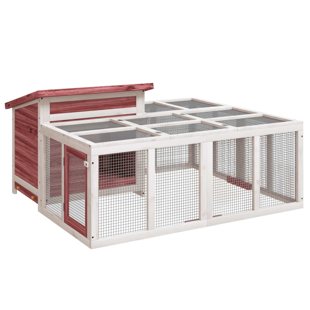 Kaninchenstall 144X123X67,5 Cm Massivholz Kiefer