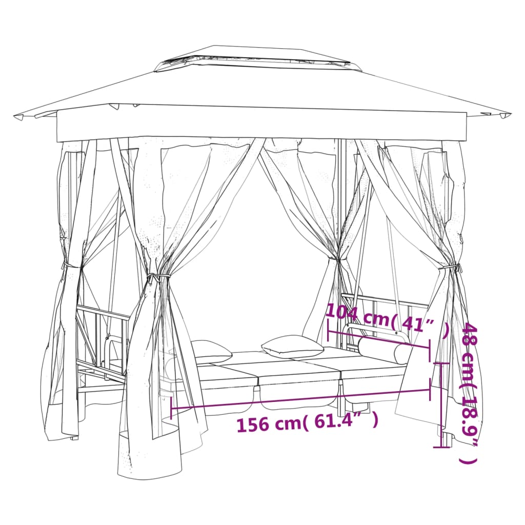 Gartenpavillon Mit Hollywoodschaukel Stoff & Stahl