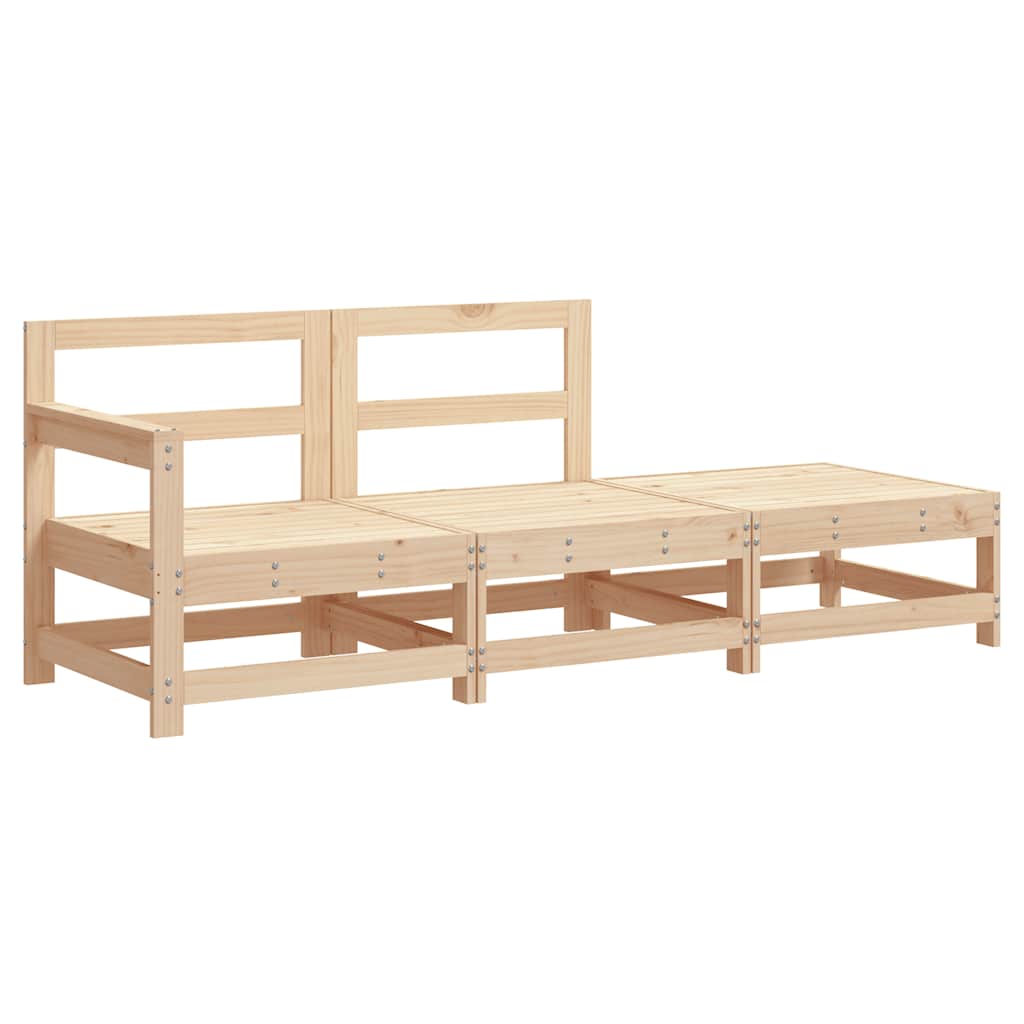 3-Tlg. Garten-Lounge-Set Mit Kissen Massivholz