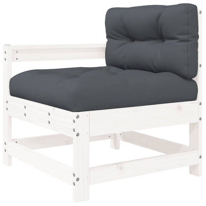 3-Tlg. Garten-Lounge-Set Mit Kissen Weiß Massivholz
