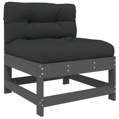 3-Tlg. Garten-Lounge-Set Mit Kissen Grau Massivholz