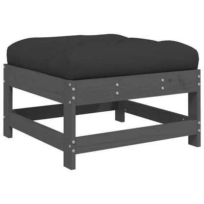 3-Tlg. Garten-Lounge-Set Mit Kissen Grau Massivholz