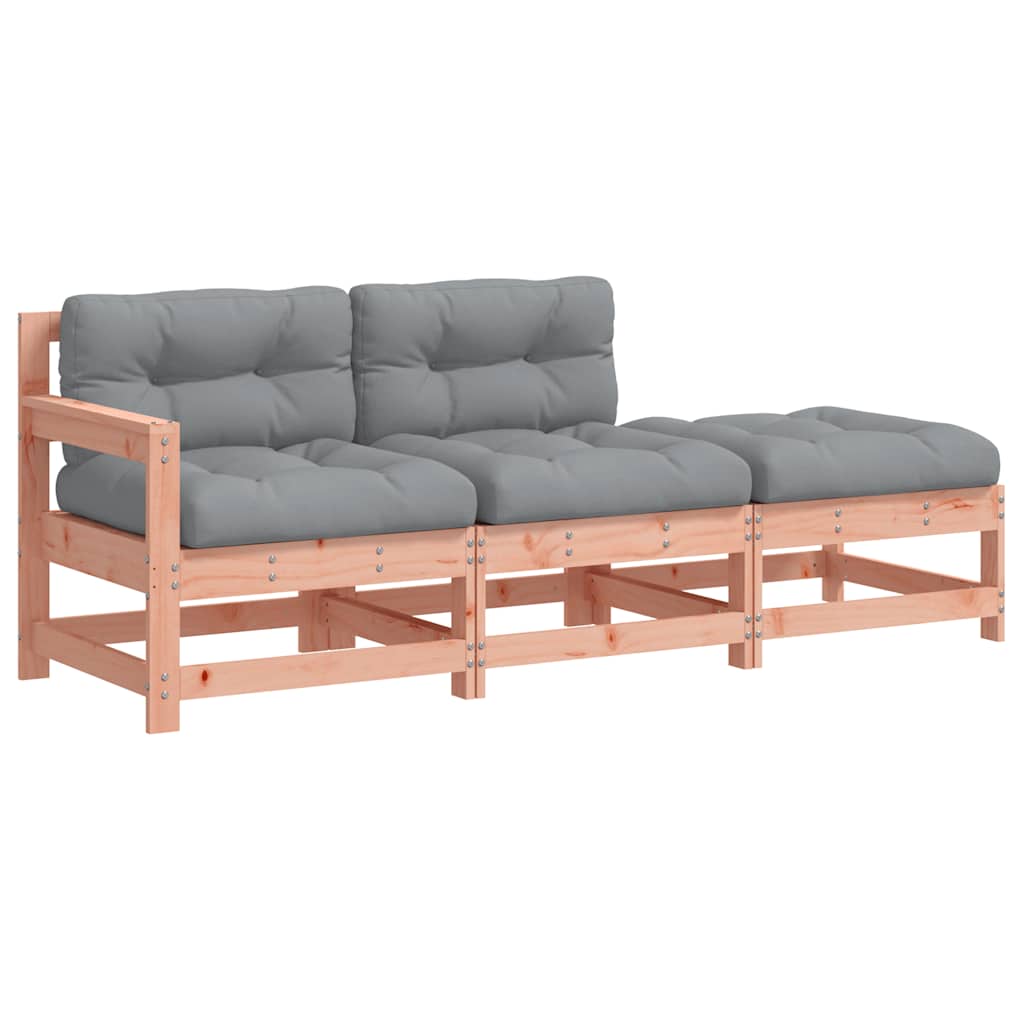 3-Tlg. Garten-Lounge-Set Mit Kissen Massivholz Douglasie