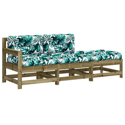 3-Tlg. Garten-Lounge-Set Mit Kissen Kiefernholz Imprägniert