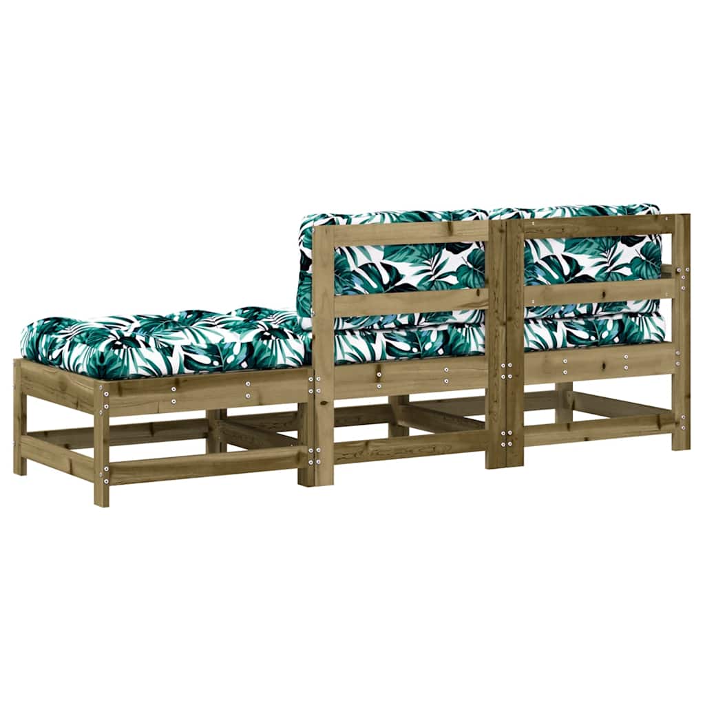 3-Tlg. Garten-Lounge-Set Mit Kissen Kiefernholz Imprägniert
