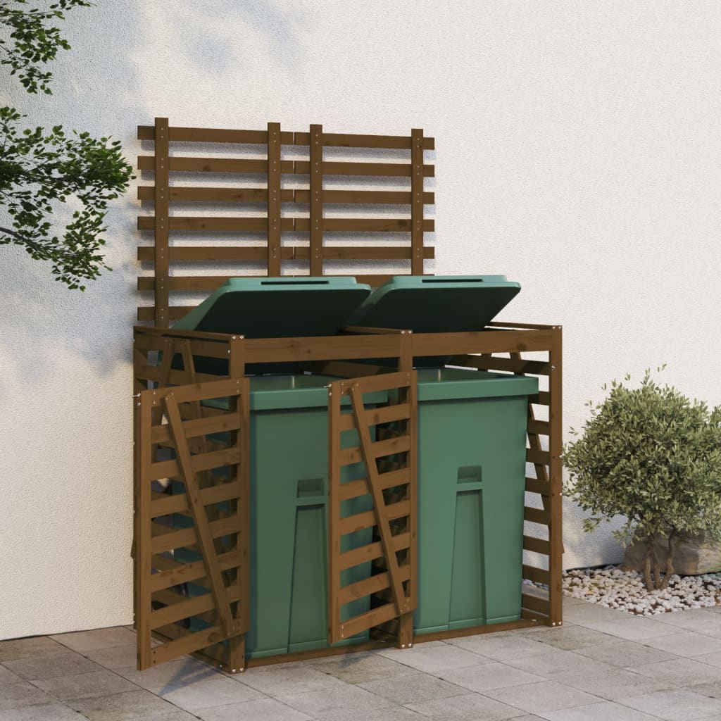 Mülltonnenbox Für 2 Tonnen Honigbraun Massivholz Kiefer