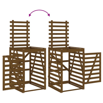 Mülltonnenbox Für 3 Tonnen Honigbraun Massivholz Kiefer