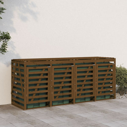 Mülltonnenbox Für 4 Tonnen Honigbraun Massivholz Kiefer