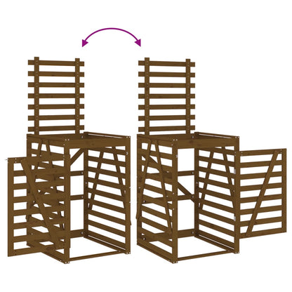 Mülltonnenbox Für 4 Tonnen Honigbraun Massivholz Kiefer