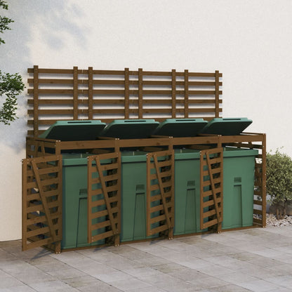 Mülltonnenbox Für 4 Tonnen Honigbraun Massivholz Kiefer