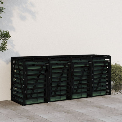 Mülltonnenbox Für 4 Tonnen Schwarz Massivholz Kiefer