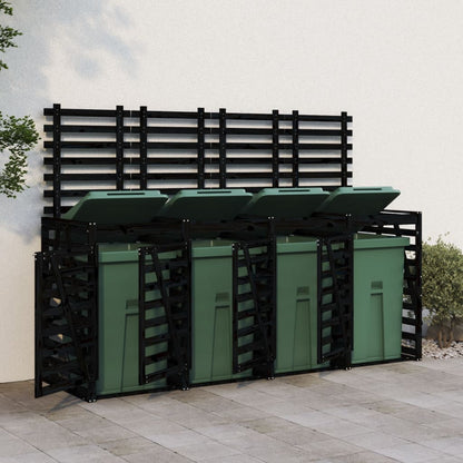 Mülltonnenbox Für 4 Tonnen Schwarz Massivholz Kiefer