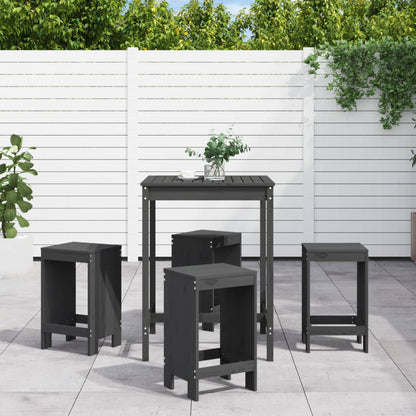 5-Tlg. Gartenbar-Set Schwarz Massivholz Kiefer