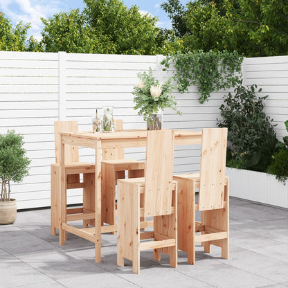 5-Tlg. Gartenbar-Set Schwarz Massivholz Kiefer