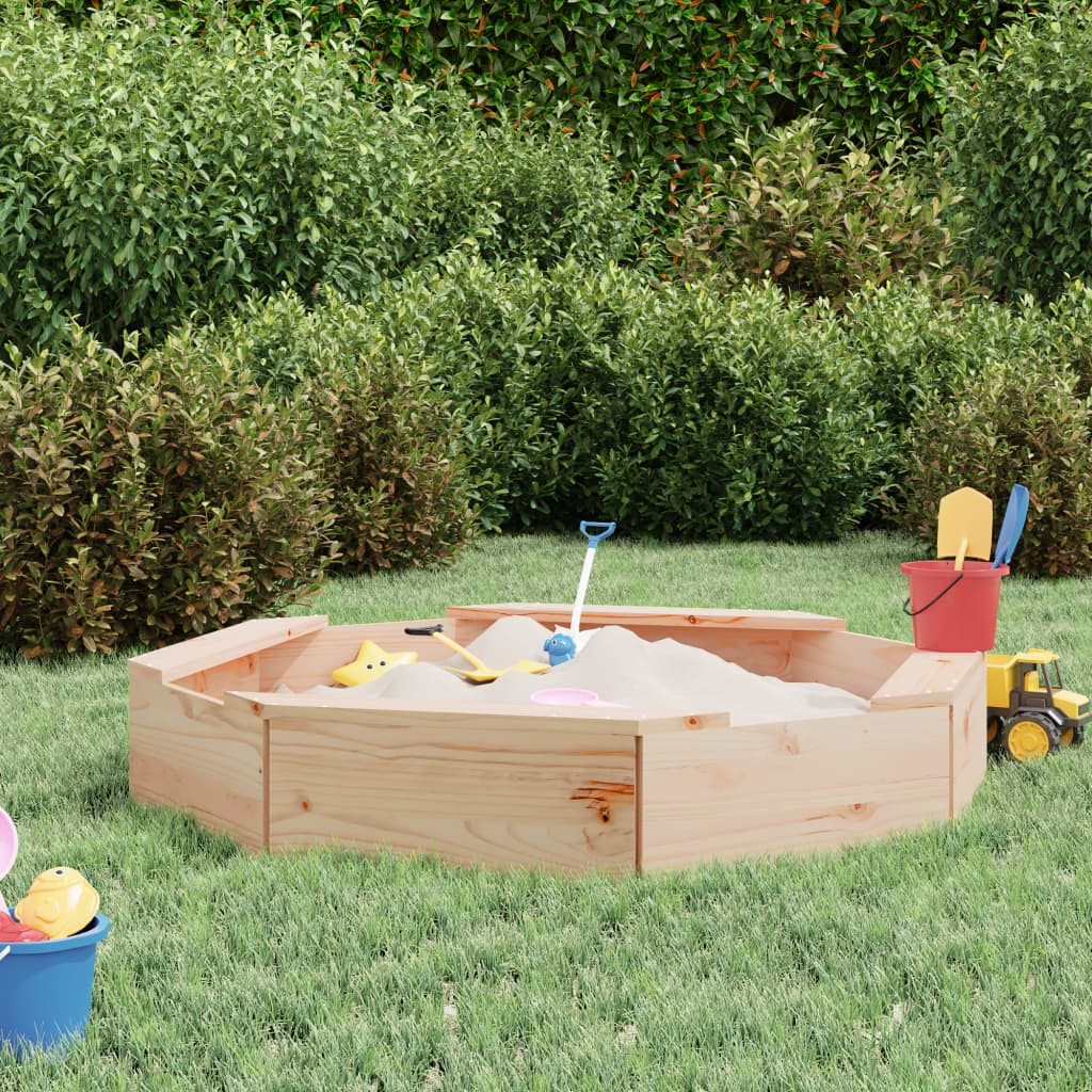 Sandkasten Mit Sitzen Achteck Massivholz Kiefer