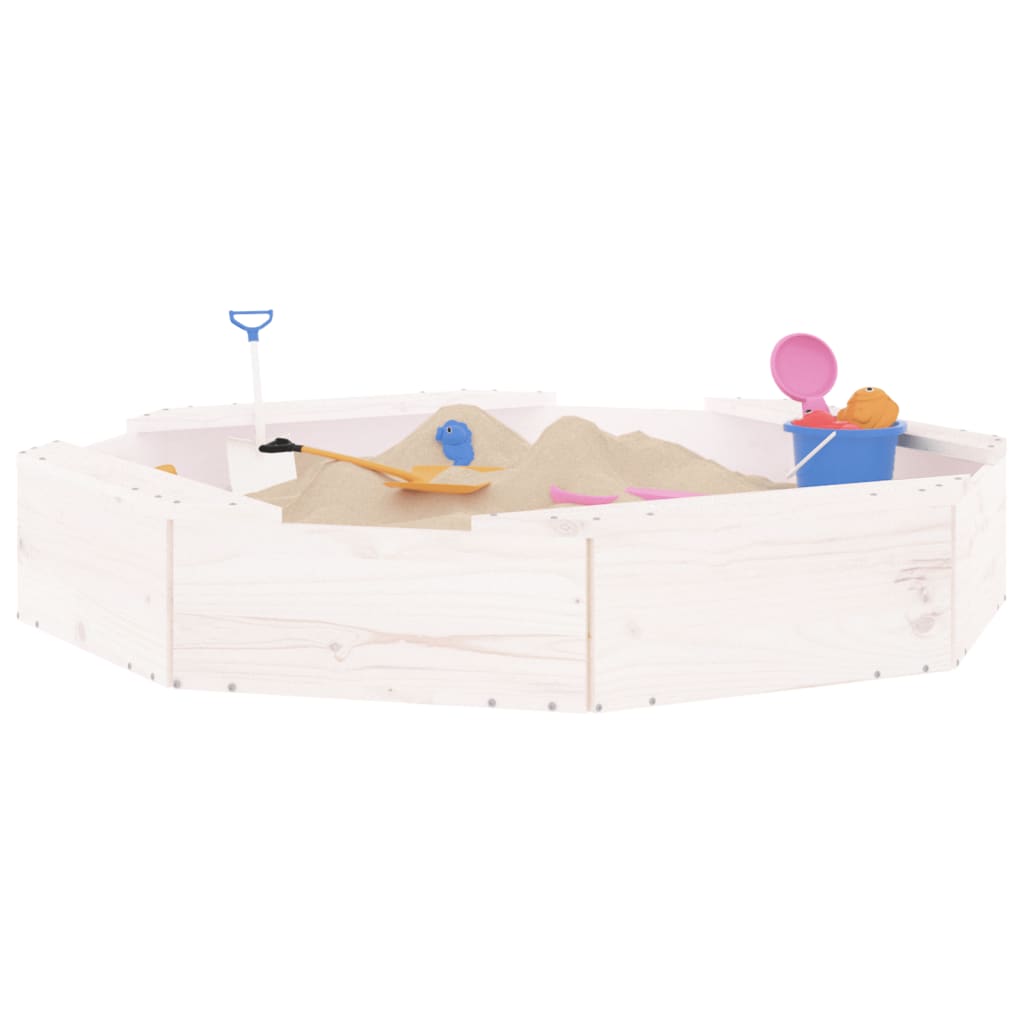 Sandkasten Mit Sitzen Weiß Achteck Massivholz Kiefer