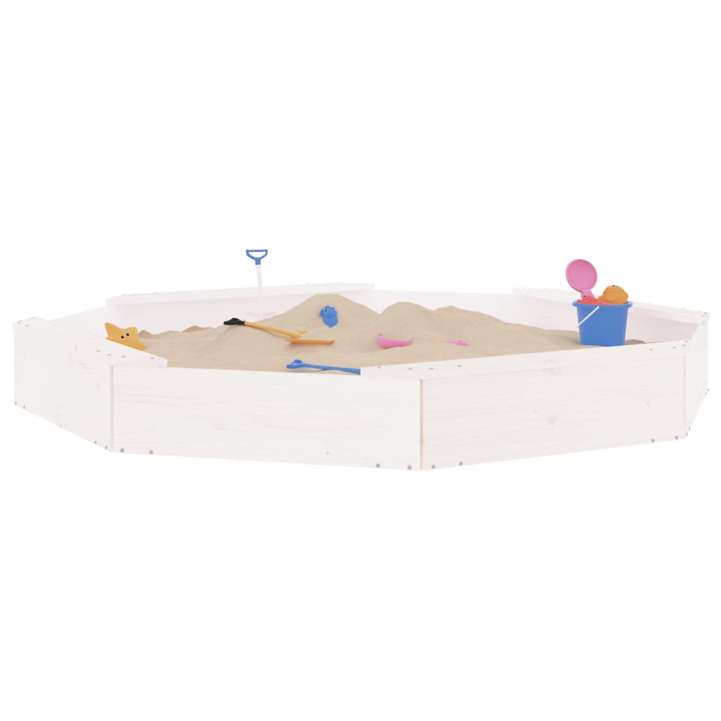 Sandkasten Mit Sitzen Weiß Achteck Massivholz Kiefer
