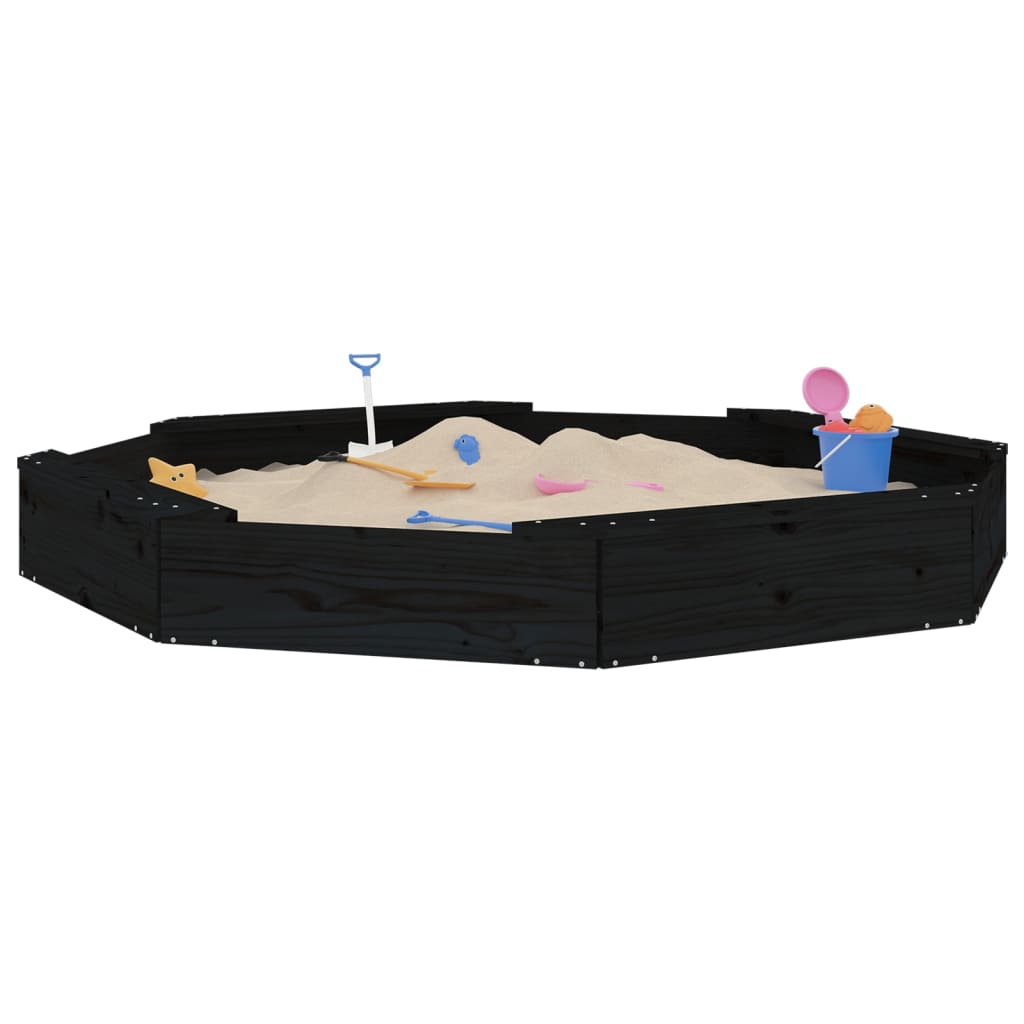 Sandkasten Mit Sitzen Schwarz Achteck Massivholz Kiefer