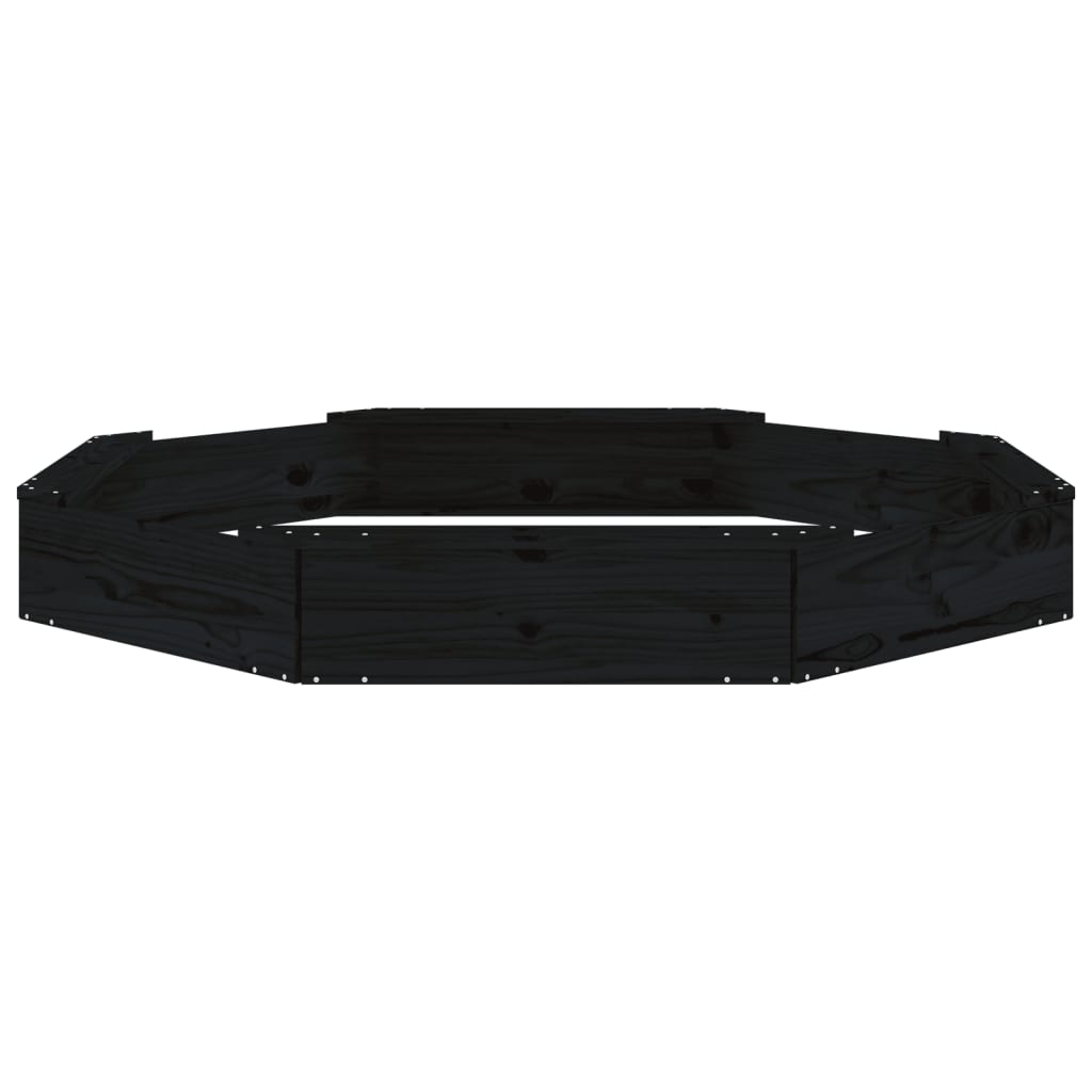 Sandkasten Mit Sitzen Schwarz Achteck Massivholz Kiefer