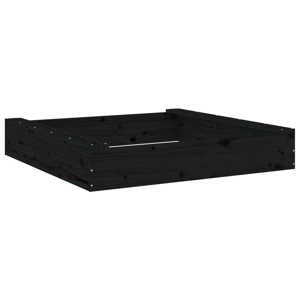 Sandkasten Mit Sitzen Schwarz Quadratisch Massivholz Kiefer