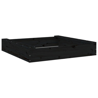 Sandkasten Mit Sitzen Schwarz Quadratisch Massivholz Kiefer