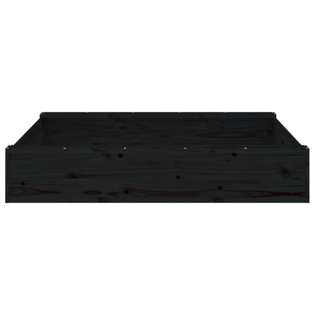 Sandkasten Mit Sitzen Schwarz Quadratisch Massivholz Kiefer